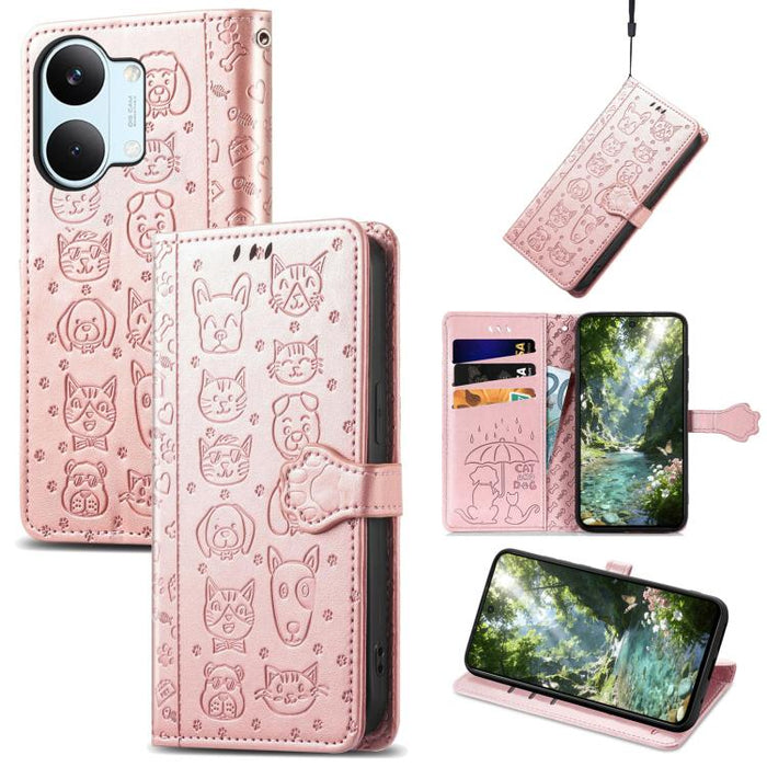 Funda de cuero para teléfono con estampado de gato y perro, For Xiaomi Poco X8 Pro Max 5G, For Xiaomi Poco X8 Pro 5G, For Redmi Turbo 5 Max 5G, For Redmi Turbo 5 5G, For Xiaomi 17 Pro Max, For Xiaomi 17 Pro, For Xiaomi 17, For Xiaomi Poco M7 4G 169mm  ...