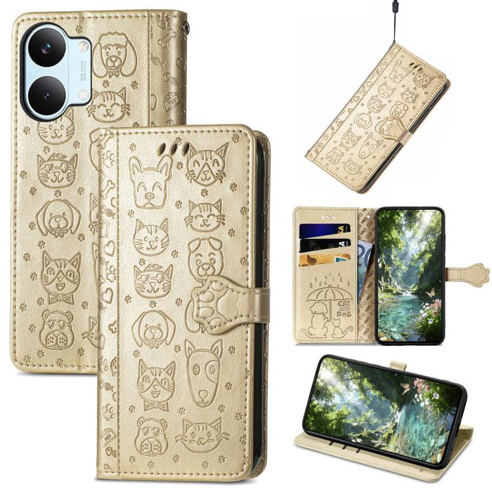Funda de cuero para teléfono con estampado de gato y perro, For Xiaomi Poco X8 Pro Max 5G, For Xiaomi Poco X8 Pro 5G, For Redmi Turbo 5 Max 5G, For Redmi Turbo 5 5G, For Xiaomi 17 Pro Max, For Xiaomi 17 Pro, For Xiaomi 17, For Xiaomi Poco M7 4G 169mm  ...