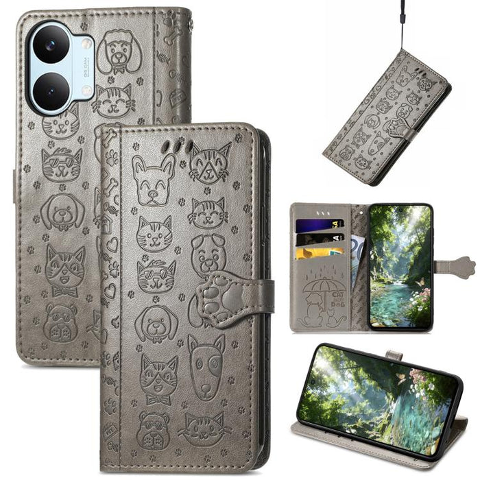 Funda de cuero para teléfono con estampado de gato y perro, For Xiaomi Poco X8 Pro Max 5G, For Xiaomi Poco X8 Pro 5G, For Redmi Turbo 5 Max 5G, For Redmi Turbo 5 5G, For Xiaomi 17 Pro Max, For Xiaomi 17 Pro, For Xiaomi 17, For Xiaomi Poco M7 4G 169mm  ...