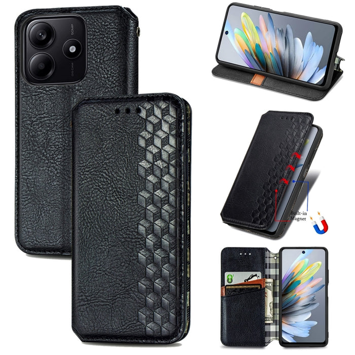 Funda de cuero magnética para teléfono con rejilla cúbica prensada, For Xiaomi Poco X8 Pro Max 5G, For Xiaomi Poco X8 Pro 5G, For Redmi Turbo 5 Max 5G, For Redmi Turbo 5 5G, For Xiaomi 17 Pro Max, For Xiaomi 17 Pro, For Xiaomi 17                       ...