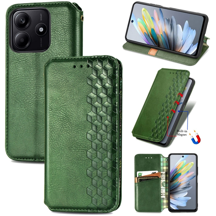 Funda de cuero magnética para teléfono con rejilla cúbica prensada, For Xiaomi Poco X8 Pro Max 5G, For Xiaomi Poco X8 Pro 5G, For Redmi Turbo 5 Max 5G, For Redmi Turbo 5 5G, For Xiaomi 17 Pro Max, For Xiaomi 17 Pro, For Xiaomi 17                       ...