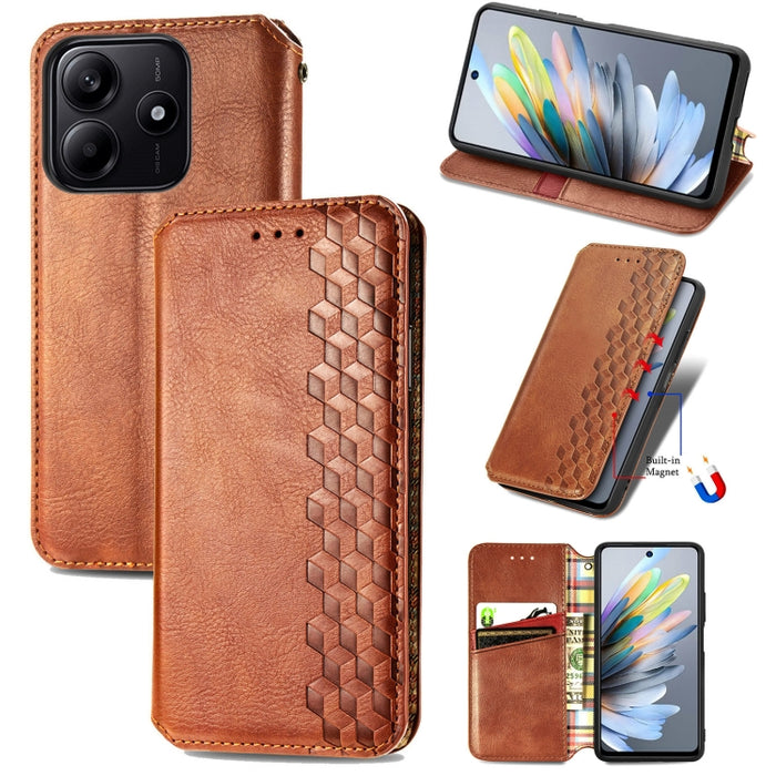 Funda de cuero magnética para teléfono con rejilla cúbica prensada, For Xiaomi Poco X8 Pro Max 5G, For Xiaomi Poco X8 Pro 5G, For Redmi Turbo 5 Max 5G, For Redmi Turbo 5 5G, For Xiaomi 17 Pro Max, For Xiaomi 17 Pro, For Xiaomi 17                       ...