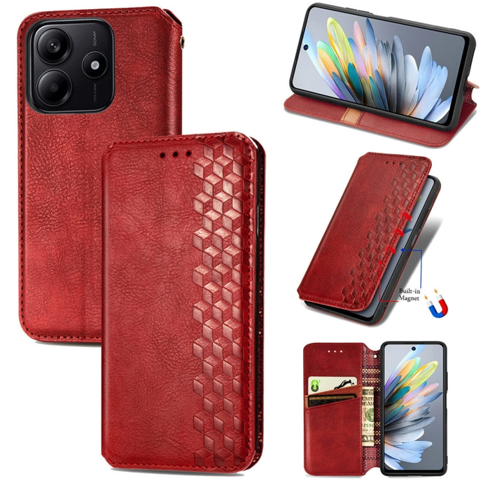 Funda de cuero magnética para teléfono con rejilla cúbica prensada, For Xiaomi Poco X8 Pro Max 5G, For Xiaomi Poco X8 Pro 5G, For Redmi Turbo 5 Max 5G, For Redmi Turbo 5 5G, For Xiaomi 17 Pro Max, For Xiaomi 17 Pro, For Xiaomi 17                       ...