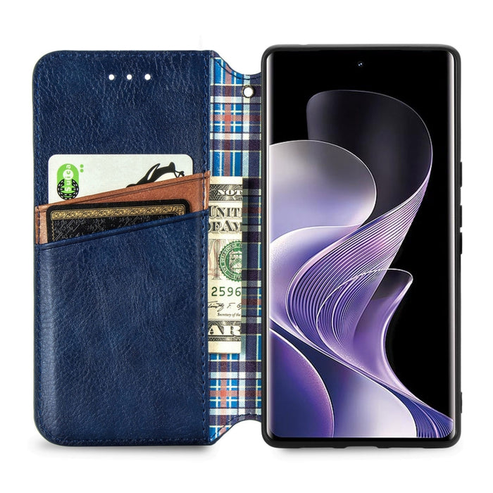 Funda de cuero magnética para teléfono con rejilla cúbica prensada, For Xiaomi Redmi Note 14 Pro+ 5G, For Xiaomi Redmi Note 14 Pro 5G, For Redmi 15C 5G / 4G Glodal 171mm