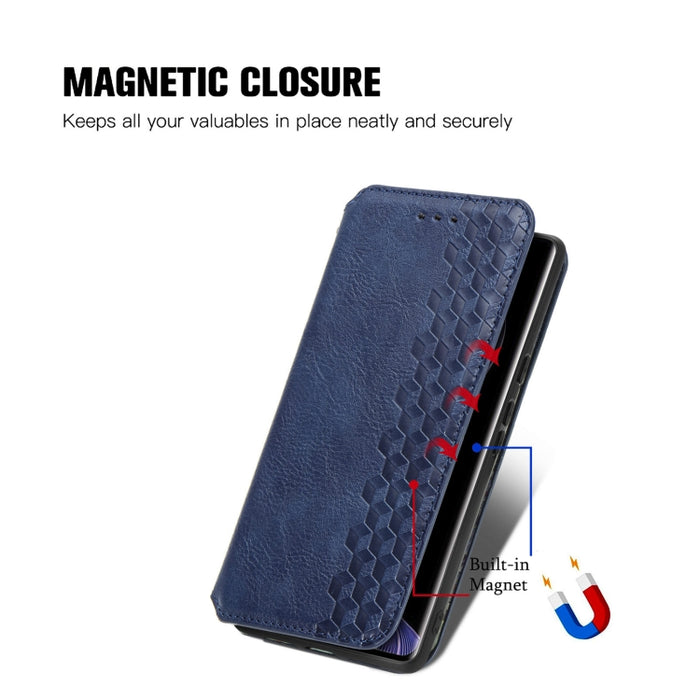 Funda de cuero magnética para teléfono con rejilla cúbica prensada, For Xiaomi Redmi Note 14 Pro+ 5G, For Xiaomi Redmi Note 14 Pro 5G, For Redmi 15C 5G / 4G Glodal 171mm
