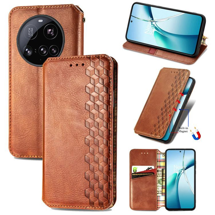 Funda de cuero magnética para teléfono con rejilla cúbica prensada, For Xiaomi Poco X8 Pro Max 5G, For Xiaomi Poco X8 Pro 5G, For Redmi Turbo 5 Max 5G, For Redmi Turbo 5 5G, For Xiaomi 17 Pro Max, For Xiaomi 17 Pro, For Xiaomi 17                       ...