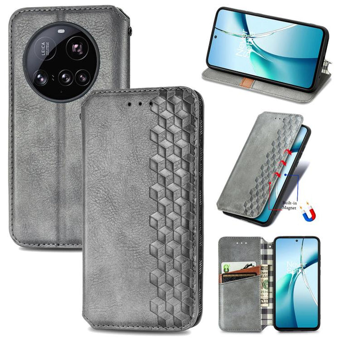 Funda de cuero magnética para teléfono con rejilla cúbica prensada, For Xiaomi Poco X8 Pro Max 5G, For Xiaomi Poco X8 Pro 5G, For Redmi Turbo 5 Max 5G, For Redmi Turbo 5 5G, For Xiaomi 17 Pro Max, For Xiaomi 17 Pro, For Xiaomi 17                       ...