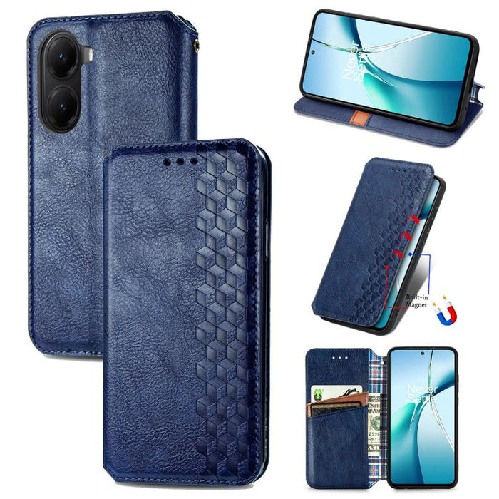 Funda de cuero magnética para teléfono con rejilla cúbica prensada, For Xiaomi Poco X8 Pro Max 5G, For Xiaomi Poco X8 Pro 5G, For Redmi Turbo 5 Max 5G, For Redmi Turbo 5 5G, For Xiaomi 17 Pro Max, For Xiaomi 17 Pro, For Xiaomi 17                       ...
