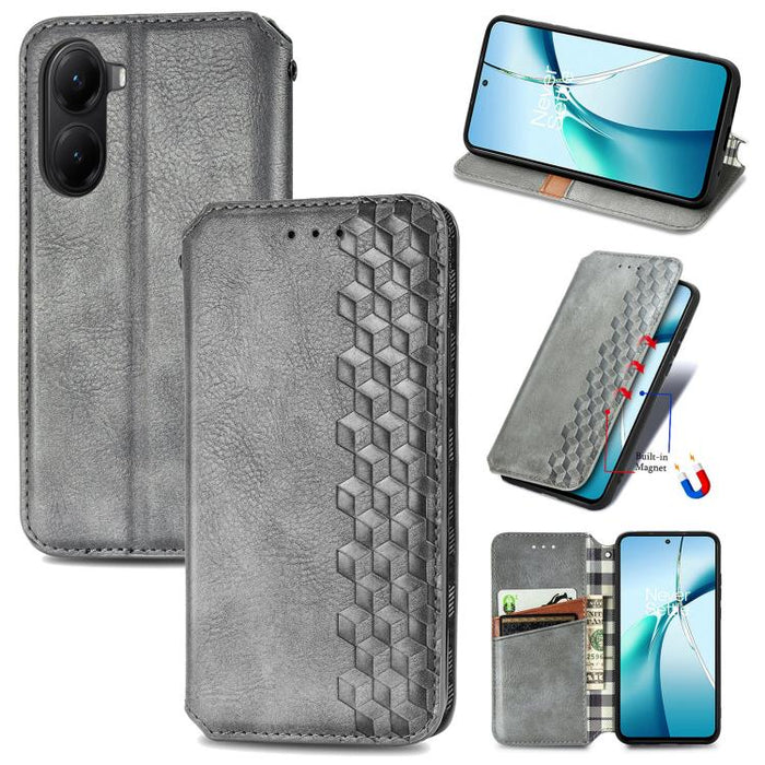 Funda de cuero magnética para teléfono con rejilla cúbica prensada, For Xiaomi Poco X8 Pro Max 5G, For Xiaomi Poco X8 Pro 5G, For Redmi Turbo 5 Max 5G, For Redmi Turbo 5 5G, For Xiaomi 17 Pro Max, For Xiaomi 17 Pro, For Xiaomi 17                       ...