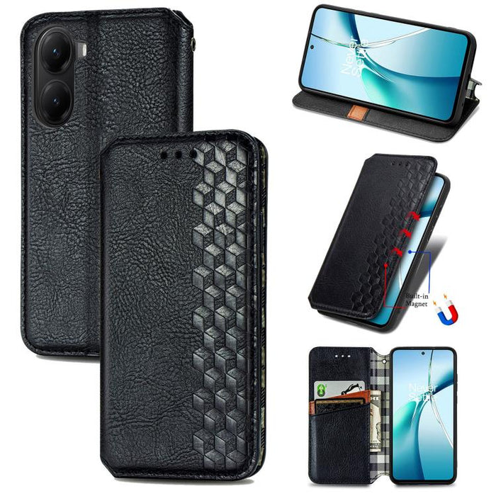 Funda de cuero magnética para teléfono con rejilla cúbica prensada, For Xiaomi Poco X8 Pro Max 5G, For Xiaomi Poco X8 Pro 5G, For Redmi Turbo 5 Max 5G, For Redmi Turbo 5 5G, For Xiaomi 17 Pro Max, For Xiaomi 17 Pro, For Xiaomi 17                       ...