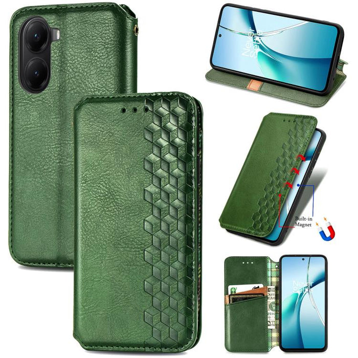 Funda de cuero magnética para teléfono con rejilla cúbica prensada, For Xiaomi Poco X8 Pro Max 5G, For Xiaomi Poco X8 Pro 5G, For Redmi Turbo 5 Max 5G, For Redmi Turbo 5 5G, For Xiaomi 17 Pro Max, For Xiaomi 17 Pro, For Xiaomi 17                       ...