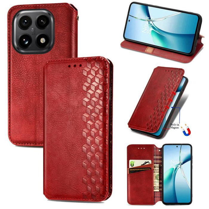 Funda de cuero magnética para teléfono con rejilla cúbica prensada, For Xiaomi Poco X8 Pro Max 5G, For Xiaomi Poco X8 Pro 5G, For Redmi Turbo 5 Max 5G, For Redmi Turbo 5 5G, For Xiaomi 17 Pro Max, For Xiaomi 17 Pro, For Xiaomi 17                       ...