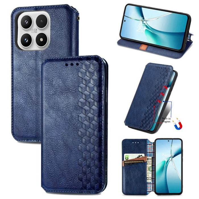 Funda de cuero magnética para teléfono con rejilla cúbica prensada, For Xiaomi Poco X8 Pro Max 5G, For Xiaomi Poco X8 Pro 5G, For Redmi Turbo 5 Max 5G, For Redmi Turbo 5 5G, For Xiaomi 17 Pro Max, For Xiaomi 17 Pro, For Xiaomi 17                       ...