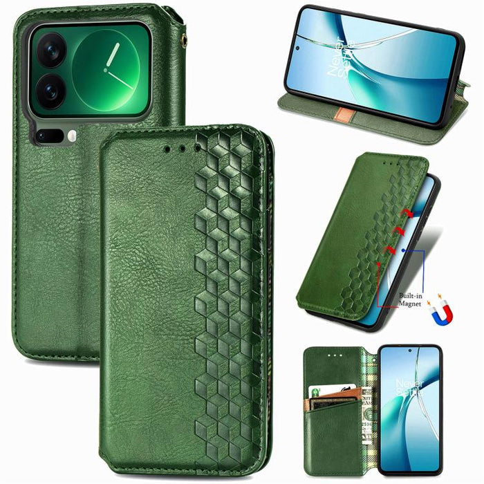 Funda de cuero magnética para teléfono con rejilla cúbica prensada, For Xiaomi Poco X8 Pro Max 5G, For Xiaomi Poco X8 Pro 5G, For Redmi Turbo 5 Max 5G, For Redmi Turbo 5 5G, For Xiaomi 17 Pro Max, For Xiaomi 17 Pro, For Xiaomi 17                       ...