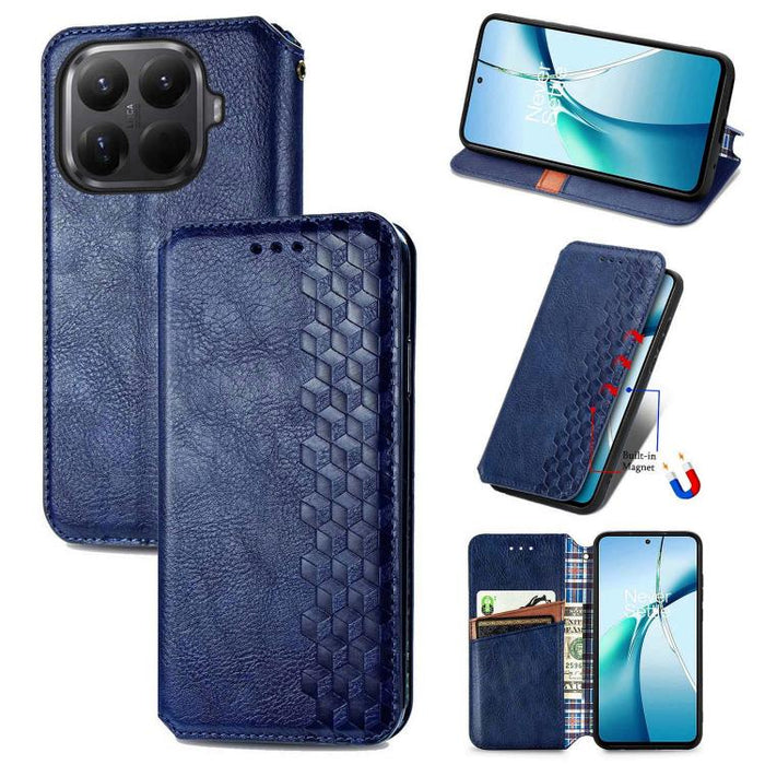 Funda de cuero magnética para teléfono con rejilla cúbica prensada, For Xiaomi Poco X8 Pro Max 5G, For Xiaomi Poco X8 Pro 5G, For Redmi Turbo 5 Max 5G, For Redmi Turbo 5 5G, For Xiaomi 17 Pro Max, For Xiaomi 17 Pro, For Xiaomi 17                       ...
