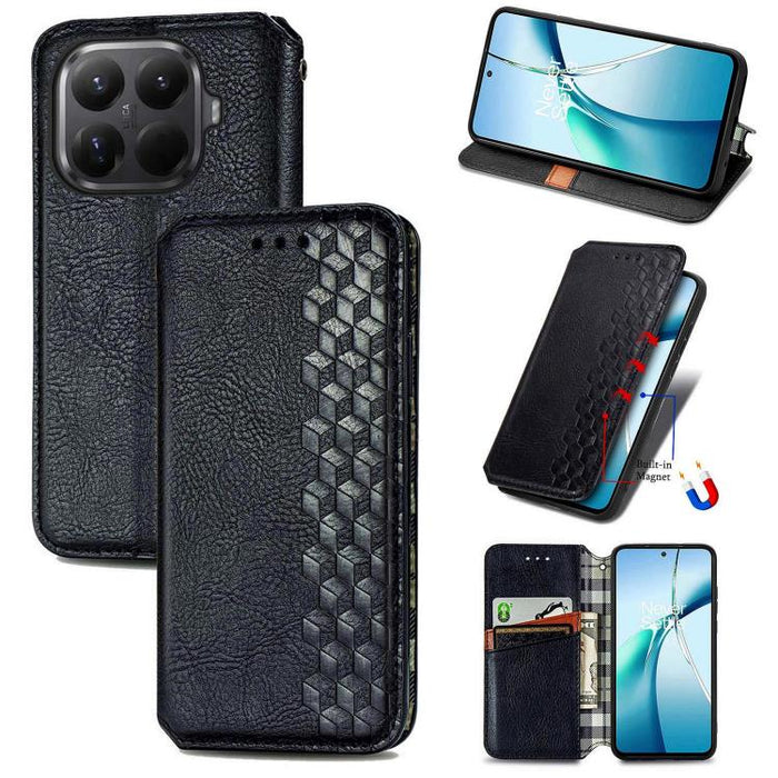 Funda de cuero magnética para teléfono con rejilla cúbica prensada, For Xiaomi Poco X8 Pro Max 5G, For Xiaomi Poco X8 Pro 5G, For Redmi Turbo 5 Max 5G, For Redmi Turbo 5 5G, For Xiaomi 17 Pro Max, For Xiaomi 17 Pro, For Xiaomi 17                       ...