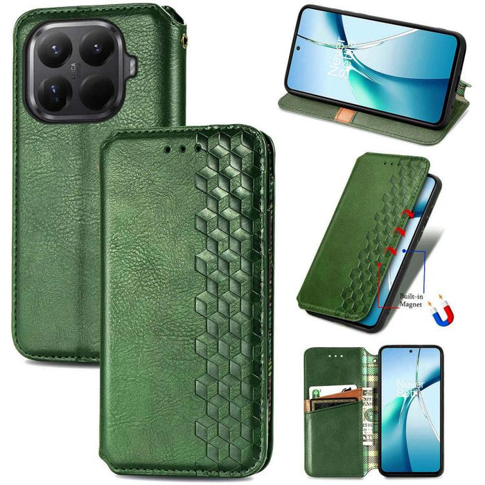 Funda de cuero magnética para teléfono con rejilla cúbica prensada, For Xiaomi Poco X8 Pro Max 5G, For Xiaomi Poco X8 Pro 5G, For Redmi Turbo 5 Max 5G, For Redmi Turbo 5 5G, For Xiaomi 17 Pro Max, For Xiaomi 17 Pro, For Xiaomi 17                       ...