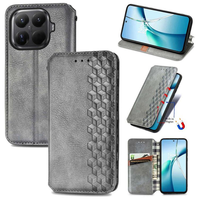 Funda de cuero magnética para teléfono con rejilla cúbica prensada, For Xiaomi Poco X8 Pro Max 5G, For Xiaomi Poco X8 Pro 5G, For Redmi Turbo 5 Max 5G, For Redmi Turbo 5 5G, For Xiaomi 17 Pro Max, For Xiaomi 17 Pro, For Xiaomi 17                       ...