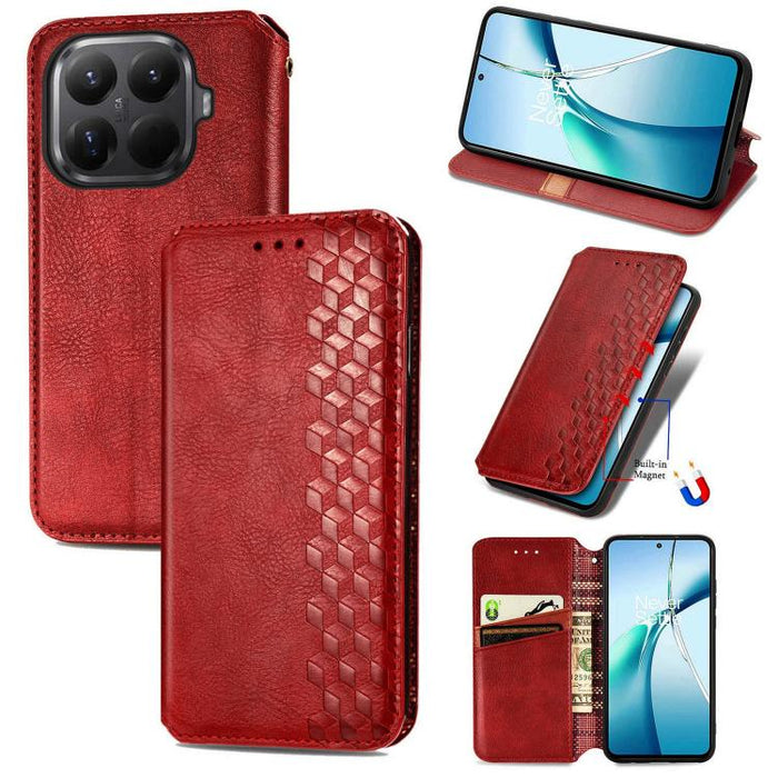 Funda de cuero magnética para teléfono con rejilla cúbica prensada, For Xiaomi Poco X8 Pro Max 5G, For Xiaomi Poco X8 Pro 5G, For Redmi Turbo 5 Max 5G, For Redmi Turbo 5 5G, For Xiaomi 17 Pro Max, For Xiaomi 17 Pro, For Xiaomi 17                       ...