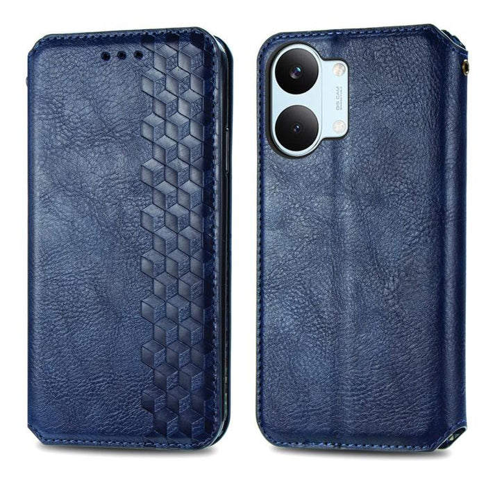 Funda de cuero magnética para teléfono con rejilla cúbica prensada, For Xiaomi Poco X8 Pro Max 5G, For Xiaomi Poco X8 Pro 5G, For Redmi Turbo 5 Max 5G, For Redmi Turbo 5 5G, For Xiaomi 17 Pro Max, For Xiaomi 17 Pro, For Xiaomi 17                       ...