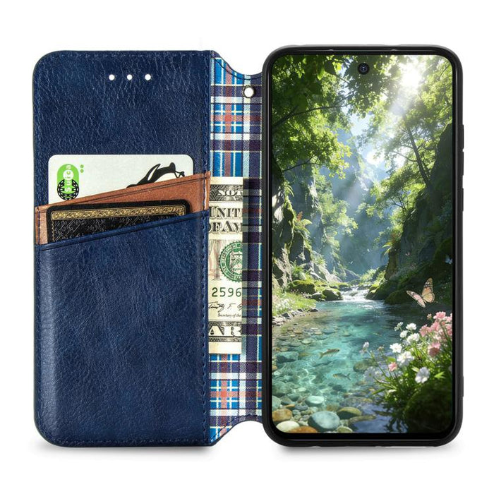 Funda de cuero magnética para teléfono con rejilla cúbica prensada, For Xiaomi Poco X8 Pro Max 5G, For Xiaomi Poco X8 Pro 5G, For Redmi Turbo 5 Max 5G, For Redmi Turbo 5 5G, For Xiaomi 17 Pro Max, For Xiaomi 17 Pro, For Xiaomi 17                       ...