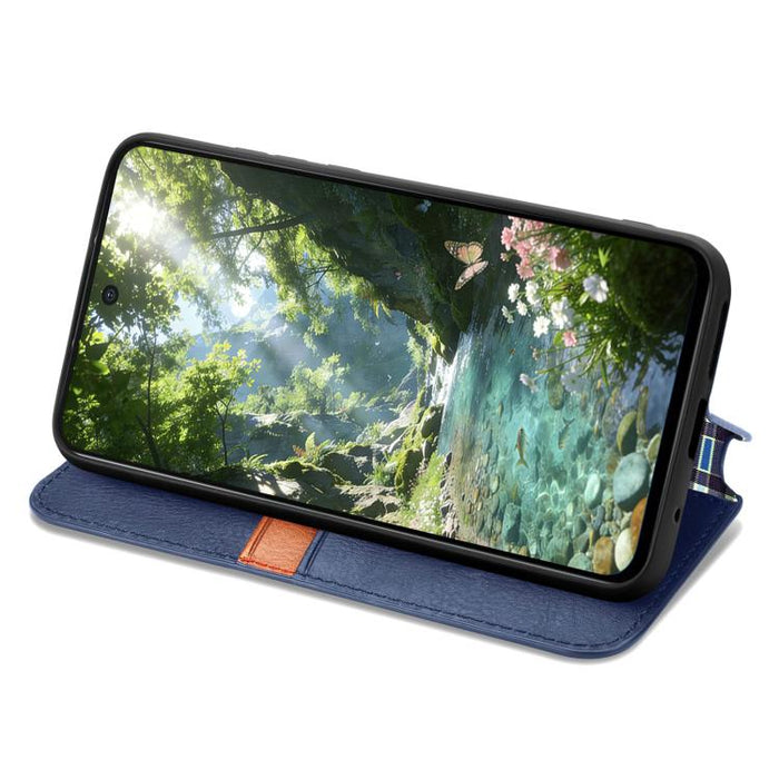Funda de cuero magnética para teléfono con rejilla cúbica prensada, For Xiaomi Poco X8 Pro Max 5G, For Xiaomi Poco X8 Pro 5G, For Redmi Turbo 5 Max 5G, For Redmi Turbo 5 5G, For Xiaomi 17 Pro Max, For Xiaomi 17 Pro, For Xiaomi 17                       ...
