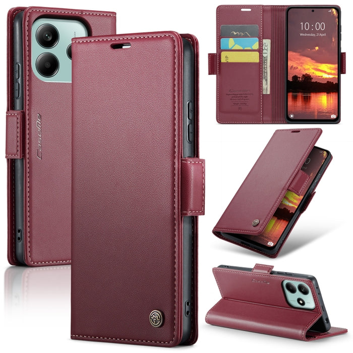 Funda para teléfono con textura de lichi y hebilla de mariposa con RFID y antirrobo CaseMe 023, For Xiaomi Poco F7 Pro / F7 Ultra