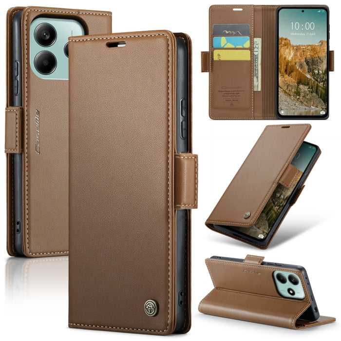 Funda para teléfono con textura de lichi y hebilla de mariposa con RFID y antirrobo CaseMe 023, For Xiaomi Poco F7 Pro / F7 Ultra