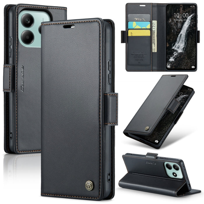 Funda para teléfono con textura de lichi y hebilla de mariposa con RFID y antirrobo CaseMe 023, For Xiaomi Poco F7 Pro / F7 Ultra