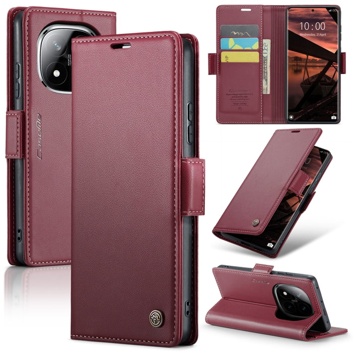 Funda para teléfono con textura de lichi y hebilla de mariposa con RFID y antirrobo CaseMe 023, For Xiaomi Poco F7 Pro / F7 Ultra