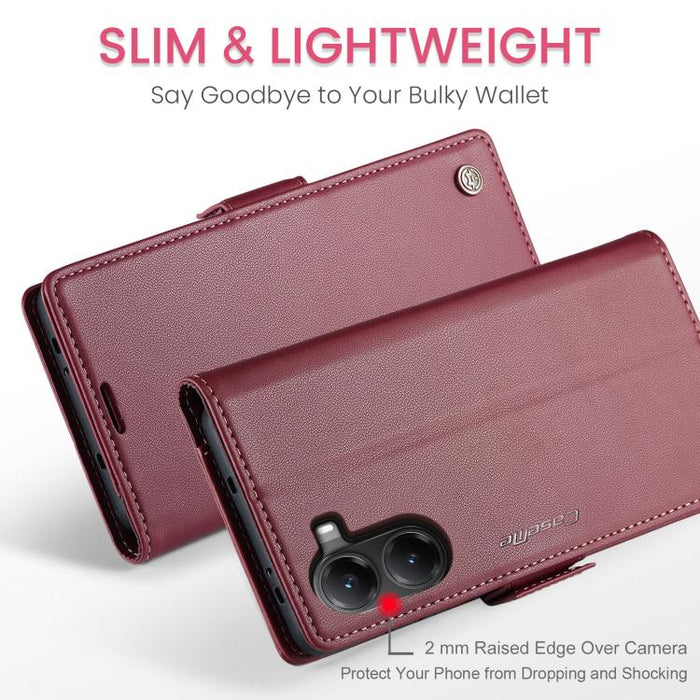 Funda para teléfono con textura de lichi y hebilla de mariposa con RFID y antirrobo CaseMe 023, For Xiaomi Poco F7 Pro / F7 Ultra