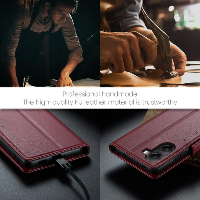 Funda para teléfono con textura de lichi y hebilla de mariposa con RFID y antirrobo CaseMe 023, For Xiaomi Poco F7 Pro / F7 Ultra