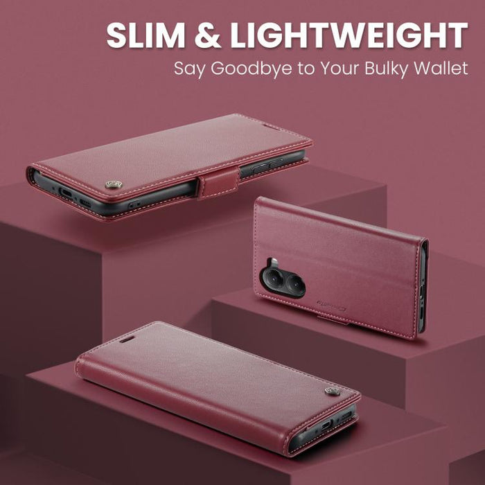 Funda para teléfono con textura de lichi y hebilla de mariposa con RFID y antirrobo CaseMe 023, For Xiaomi Poco F7 Pro / F7 Ultra