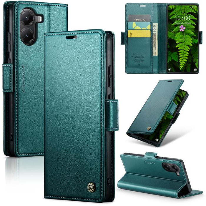 Funda para teléfono con textura de lichi y hebilla de mariposa con RFID y antirrobo CaseMe 023, For Xiaomi Poco F7 Pro / F7 Ultra