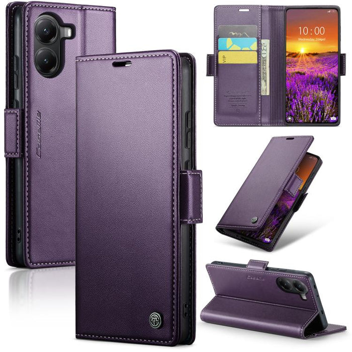 Funda para teléfono con textura de lichi y hebilla de mariposa con RFID y antirrobo CaseMe 023, For Xiaomi Poco F7 Pro / F7 Ultra