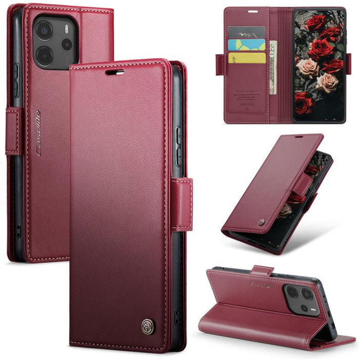 Funda para teléfono con textura de lichi y hebilla de mariposa con RFID y antirrobo CaseMe 023, For Xiaomi Poco F7 Pro / F7 Ultra