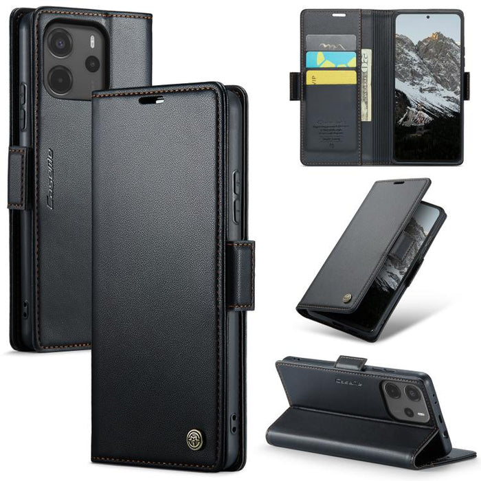 Funda para teléfono con textura de lichi y hebilla de mariposa con RFID y antirrobo CaseMe 023, For Xiaomi Poco F7 Pro / F7 Ultra