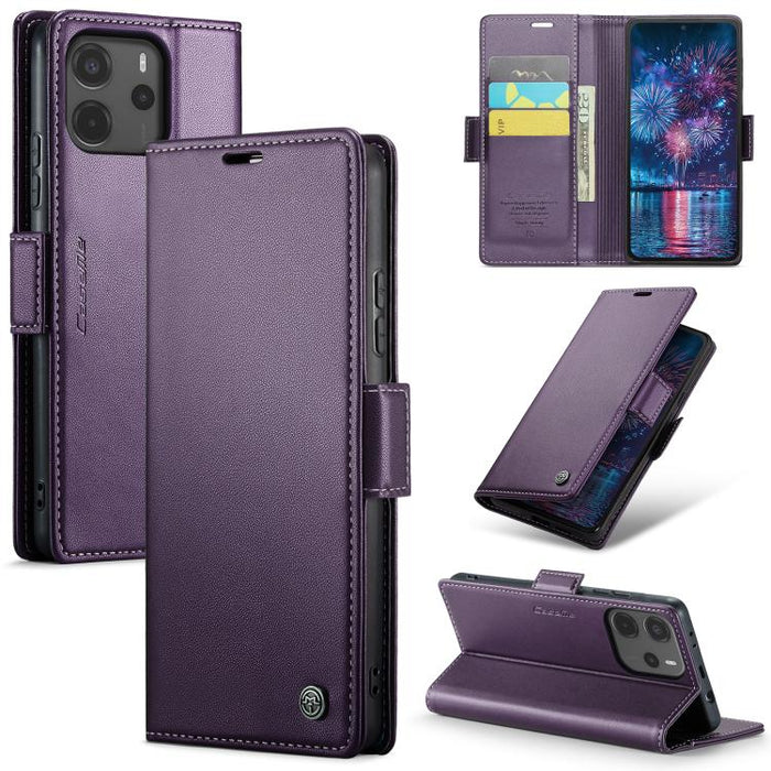 Funda para teléfono con textura de lichi y hebilla de mariposa con RFID y antirrobo CaseMe 023, For Xiaomi Poco F7 Pro / F7 Ultra
