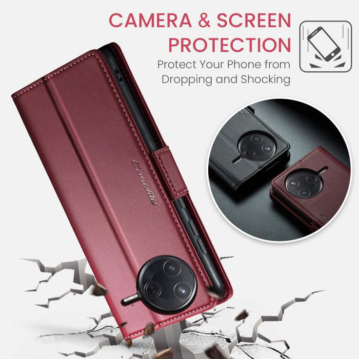 Funda para teléfono con textura de lichi y hebilla de mariposa con RFID y antirrobo CaseMe 023, For Xiaomi Poco F7 Pro / F7 Ultra