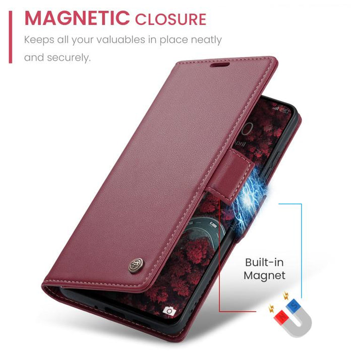 Funda para teléfono con textura de lichi y hebilla de mariposa con RFID y antirrobo CaseMe 023, For Xiaomi Poco F7 Pro / F7 Ultra