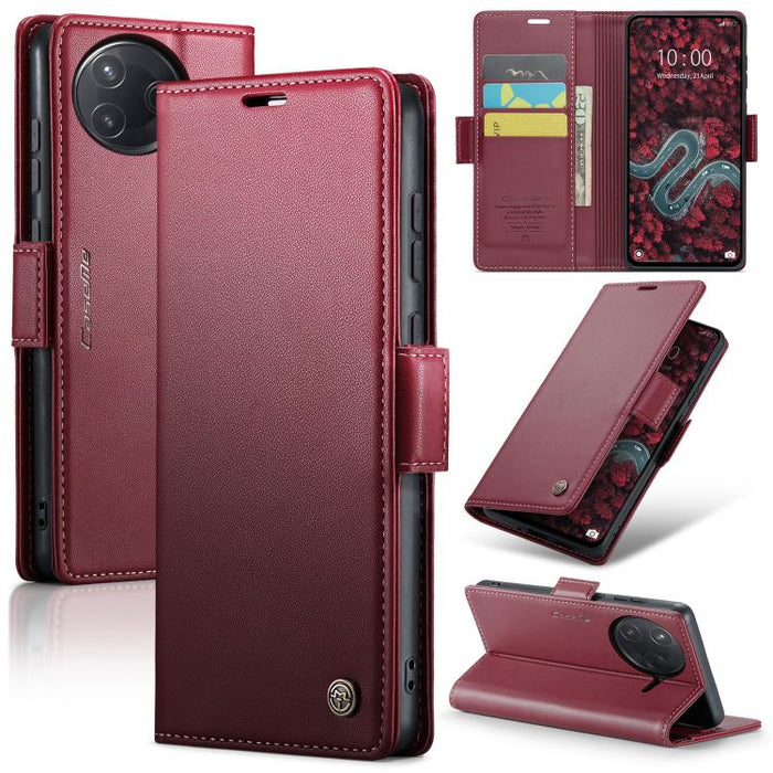 Funda para teléfono con textura de lichi y hebilla de mariposa con RFID y antirrobo CaseMe 023, For Xiaomi Poco F7 Pro / F7 Ultra