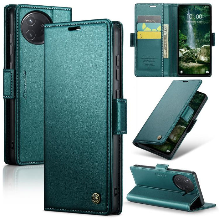 Funda para teléfono con textura de lichi y hebilla de mariposa con RFID y antirrobo CaseMe 023, For Xiaomi Poco F7 Pro / F7 Ultra