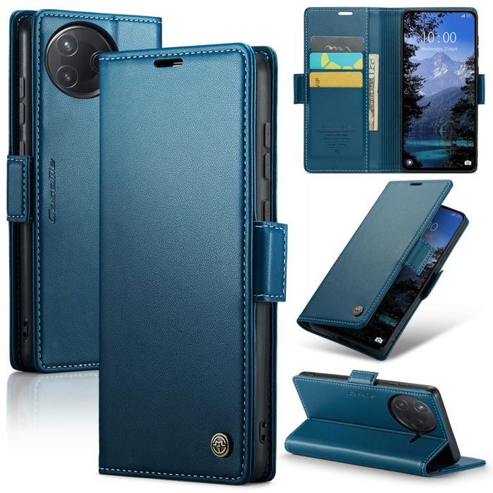 Funda para teléfono con textura de lichi y hebilla de mariposa con RFID y antirrobo CaseMe 023, For Xiaomi Poco F7 Pro / F7 Ultra