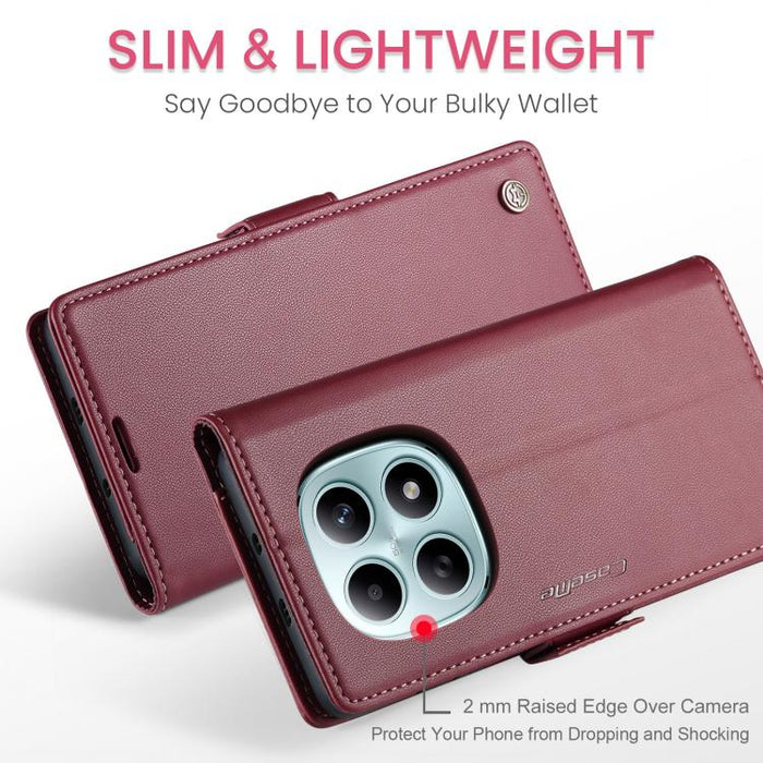 Funda para teléfono con textura de lichi y hebilla de mariposa con RFID y antirrobo CaseMe 023, For Xiaomi Poco F7 Pro / F7 Ultra