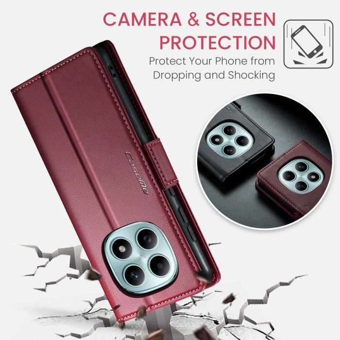 Funda para teléfono con textura de lichi y hebilla de mariposa con RFID y antirrobo CaseMe 023, For Xiaomi Poco F7 Pro / F7 Ultra