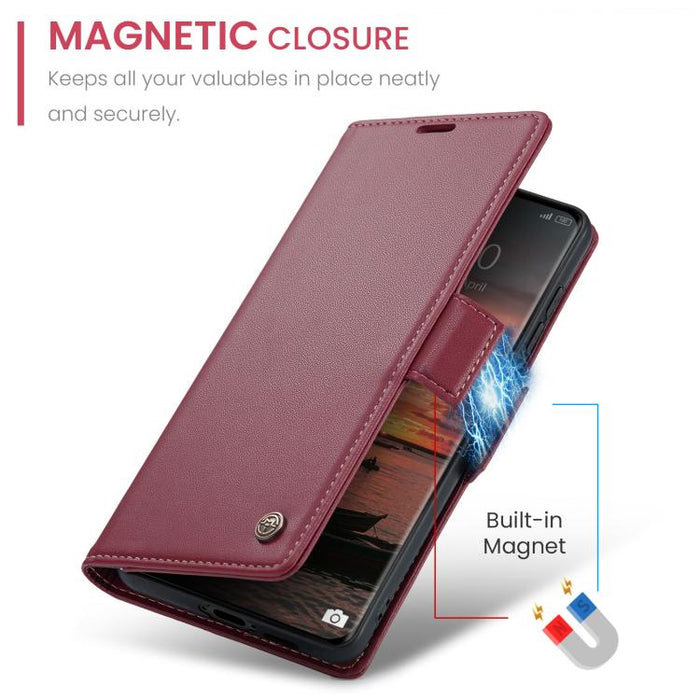 Funda para teléfono con textura de lichi y hebilla de mariposa con RFID y antirrobo CaseMe 023, For Xiaomi Poco F7 Pro / F7 Ultra