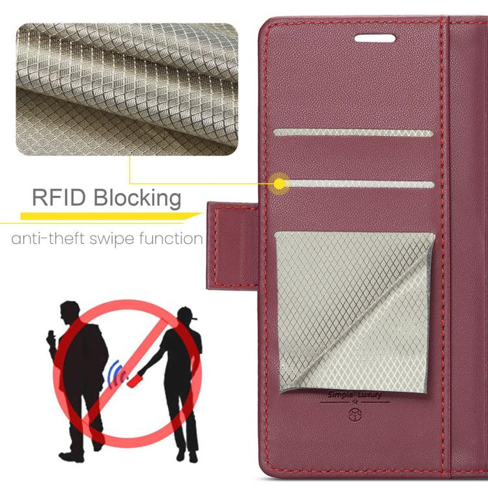 Funda para teléfono con textura de lichi y hebilla de mariposa con RFID y antirrobo CaseMe 023, For Xiaomi Poco F7 Pro / F7 Ultra