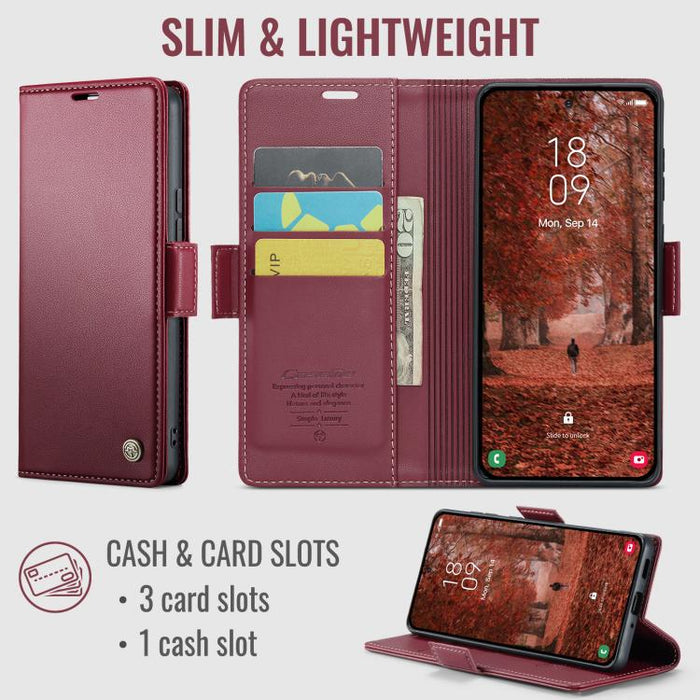 Funda para teléfono con textura de lichi y hebilla de mariposa con RFID y antirrobo CaseMe 023, For Xiaomi 17T 5G, For Xiaomi 17 Ultra, For Redmi Note 15 Pro 4G Global 163.2mm, For Redmi Note 15 Pro 5G Global 163.6mm, For Xiaomi 17, For Xiaomi 15T Pro ...