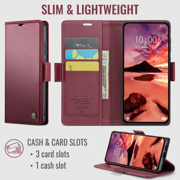 Funda para teléfono con textura de lichi y hebilla de mariposa con RFID y antirrobo CaseMe 023, For Redmi Note 17 4G / 5G Global 169.7mm, For Redmi Note 17 Pro Max Global 163.4mm, For Redmi Note 17 Pro 5G Global 163.5mm, For Xiaomi 17T Pro 5G          ...