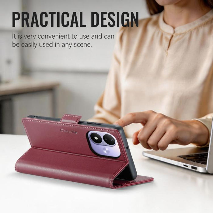 Funda para teléfono con textura de lichi y hebilla de mariposa con RFID y antirrobo CaseMe 023, For Redmi Note 17 4G / 5G Global 169.7mm, For Redmi Note 17 Pro Max Global 163.4mm, For Redmi Note 17 Pro 5G Global 163.5mm, For Xiaomi 17T Pro 5G          ...